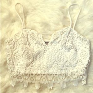 White Lace Crop Top